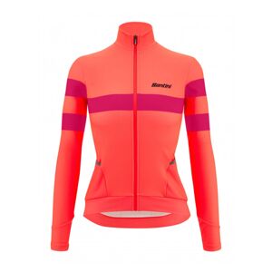 SANTINI Cyklistický dres s dlhým rukávom zimný - CORAL BENGAL LADY - ružová 2XL