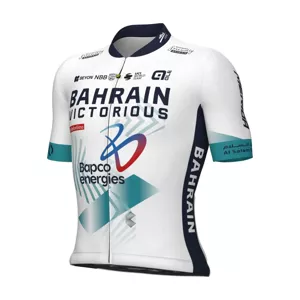 ALÉ Cyklistický dres s krátkym rukávom - BAHRAIN VICTORIOUS 2024 - biela/modrá 3XL